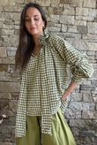 Nonni Gingham Poet Blouse Olive